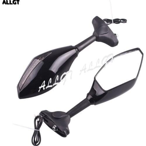 ALLGT Universal for Honda Yamaha Suzuki Kawasaki Ducati Rear Mirror w/ LED Turn Signl