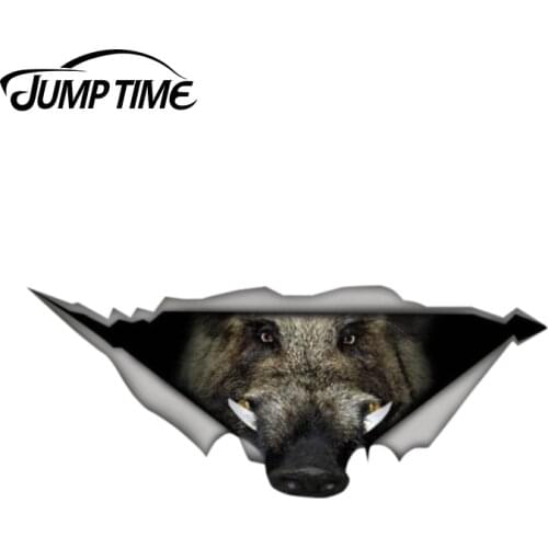 Jump Time 13cm x 5.4cm Wild Boar car Decal 3D Pet Graphic Boar Hunter Vinyl Decal Car Window Bumper Car Stickers