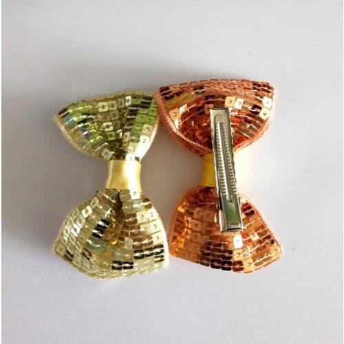 High Quality 19 Colors 50pcs/lot Handsewn Sequin Bows WITH CLIP For Girls Christmas Gift Children Hair DIY Accessories FC34