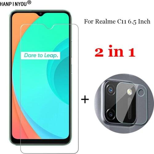 2-in-1 For Realme C11 6.5" Camera Lens Protection Film + Front Tempered Glass Screen Protector