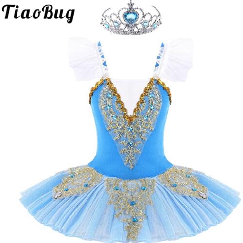 Girls Ballet Swan Lake Ballerina Pancake Tutu Dress Kids Skirted Leotards Ballet Dance Princess Costumes
