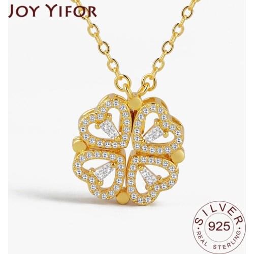 925 Sterling Silver Womens Fashion New Jewelry High Quality Leaf Zircon Gold Retro Simple Pendant Necklace 48CM Long