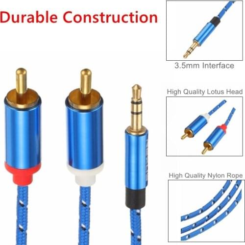 0.5m/ 1m/1.8m/3m RCA Cable 2RCA to 3.5 Audio Cable 3.5mm to 2RCA Male Audio 3.5 Splitter for Home Theater Audio Amplifiers