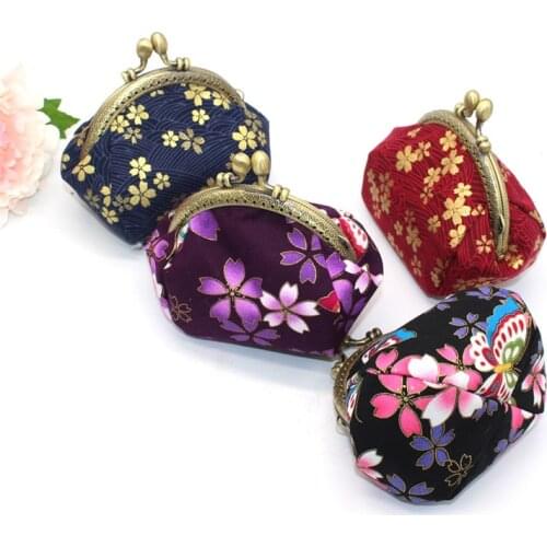 1PC New Fabric Coin Purse Flower Printed Small Wallet Mini Wallet Hasp Purse For Girls Original Small Coin Bag