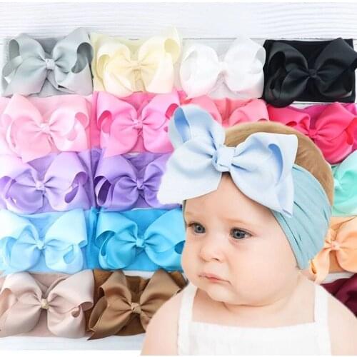 1 Piece Baby Headband Baby Bow Nylon for Girls Baby Hairbands Newborn with Bow Bandeau Bebe Fille Headband Baby Turban Accessory