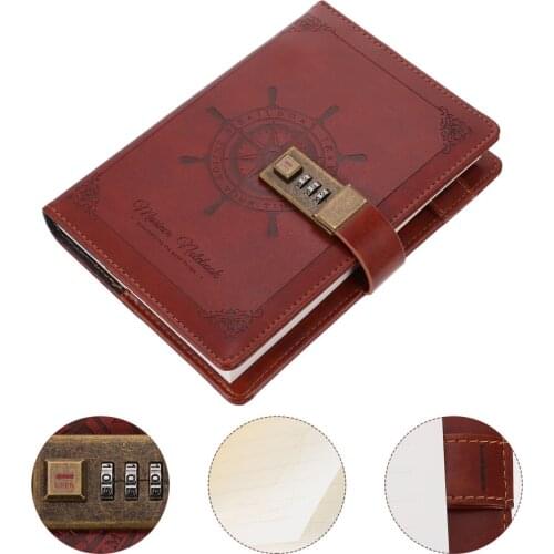1pc Premium Coded Lock PU Vintage Notebook Diary Book Note Pad for Daily Use