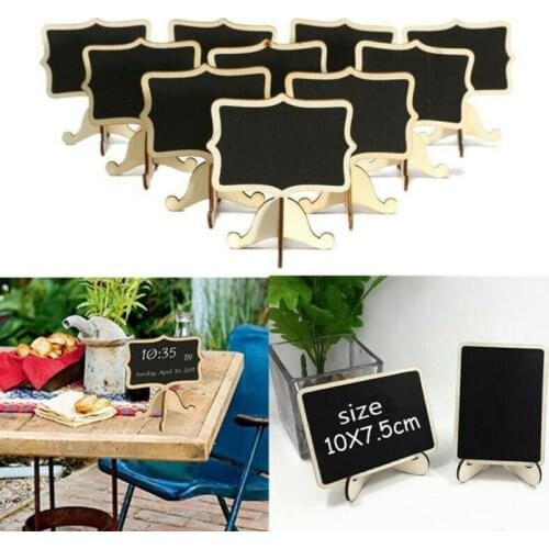 10/12Pcs Wood Floral Border Mini Blackboard Stand Wedding Lolly Party Wooden Tag Black Board Chalkboard for Party Office School