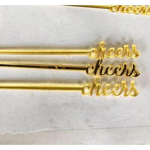 10pcs cheers drink stirrer gold acrylic glass drink stirrer