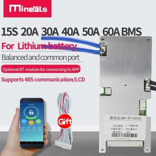 15S BMS bluetooth 52v li ion 20A 30A 40A 50A 60A balanced protection board Charge and discharge protection smart PCM
