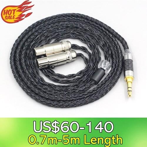 LN007408 16 Core 7N OCC Black Braided Earphone Cable For Monolith M1570 Over Ear Open Back Balanced Planar Headphone