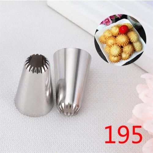 #195 Open Star Cake Decorating Pastry Piping Nozzle Icing Tips Bakeware Kitchen Cookies Tools Stainless Steel Cream Tubes