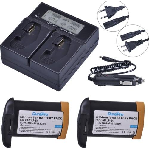 2pc 3200mAH LP-E4 LP E4 LP-E4N Camera Battery + LCD Quick Charger for Canon EOS 1D Mark III,EOS-1D Mark IV,EOS 1Ds Mark III