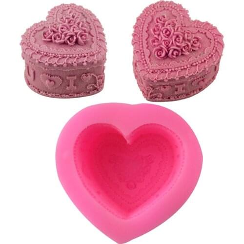 3D Soap Moulds Love Heart design Silicone Mold DIY car Pendant gypsum plaster heart mold diamond candle molds