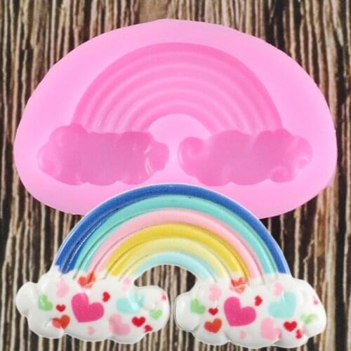 3D Rainbow Silicone Mold Baby Birthday Party Cake Decorating Tools Fondant Mould Chocolate Candy Gumpaste Moulds Baking Molds
