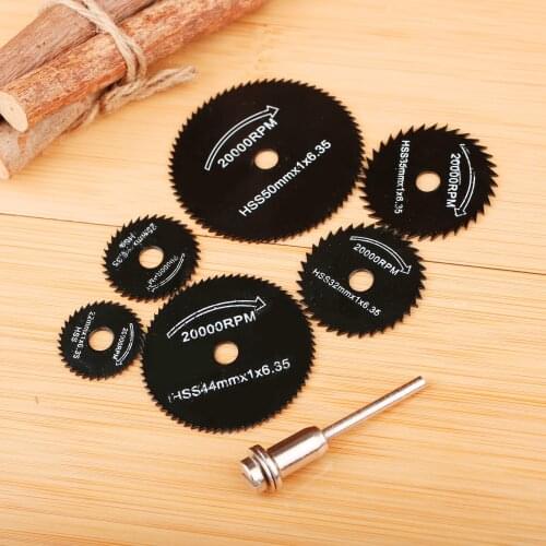 7pcs/set RPM 20,000 Mini Circular Saw Blades Cutting Disc Carpentry Tools For Wood Metal 3.17mm Mandrel for Dremel Rotary Tools