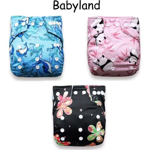 [BABYLAND] 3PCS/Pack Bamboo Charcoal Diapers Baby Pocket Nappy Baby Girl Dress Boy Dress Organic Bamboo Charcoal Diaper Covers