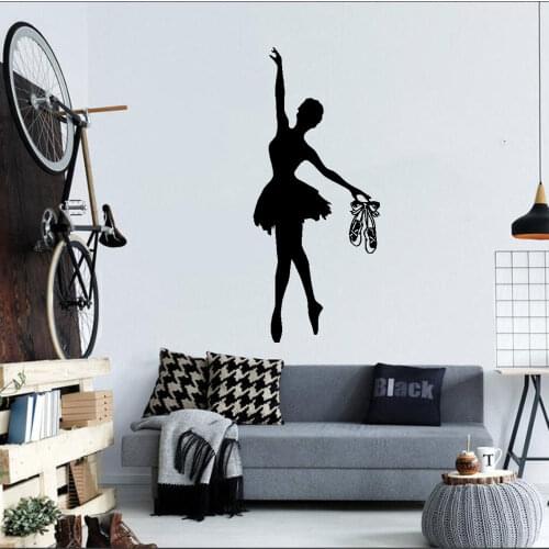 Ballet Dancer Wall Sticker Ballerina Vinyl Art Murals Wall Decals Ballet Silhouette Girls Dance Decal Bedroom Decoration DW11257