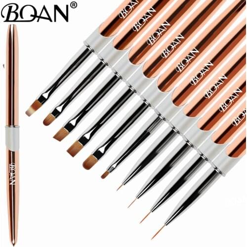 BQAN Rose Gold Nail Brush Nail Art Brush Line Painting Brushes Crystal Acrylic Thin Liner Drawing Pen Manicure Tools UV Gel