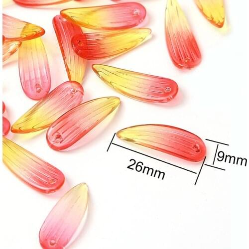 10pcs Bamboo Leaves Glass Beads 26x9mm Earrings Charm Necklace Pendant for women DIY Jewelry Findings Handmade Accessories