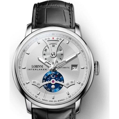 LOBINNI luxury watches for mens,men automatic watch self wind mechanical wristwatches 50m waterproof Switzerland clock sapphire