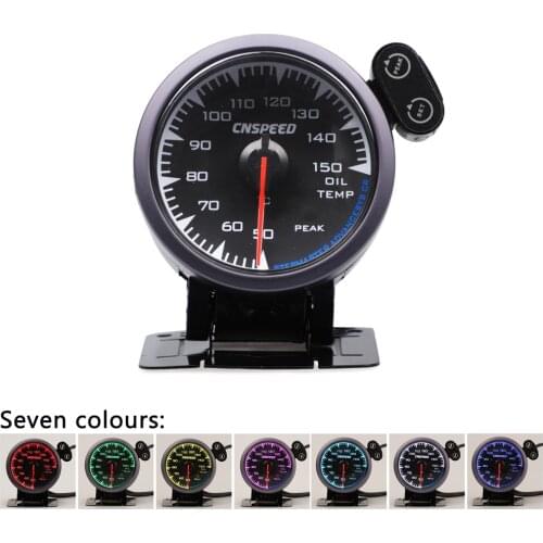 CNSPEED Shark style 12V Oil Temp Temperature Gauge Meter For Honda Auto Gauge Car Meter With 1/8 npt Sensor 7 Colors Universal