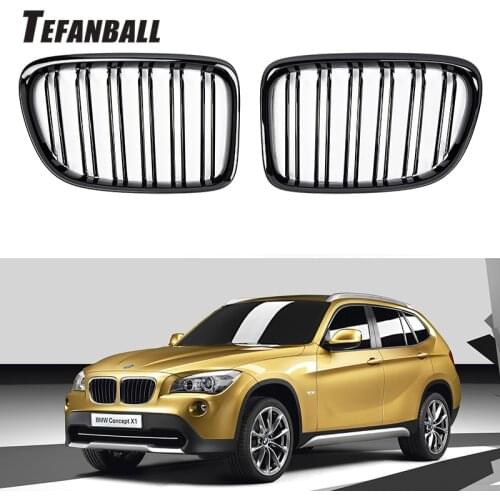A Pair Double Slat Kidney Grille Sport Front Hood Grill For BMW X1 E84 2011-2015 Body Kit Auto Accessories Car Styling
