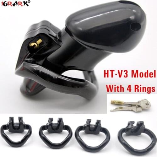 HT-V3 Cock Cage Penis Lock Male Chastity Device With 4 Size Rings Dildo Sex Toys for Men Male Masturbator Adults Exotic Products