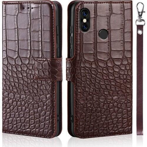 Flip Phone Case For Xiaomi Mi A2 Cover Mi 6X Original Crocodile Texture Leather Book Design Luxury Coque Wallet Capa Card Holder
