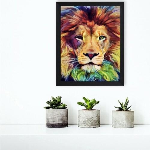Oil Painting By Numbers "LION"Drawing on Canvas HandPainted Art Gift DIY Picture By Number Kits Wall Decor