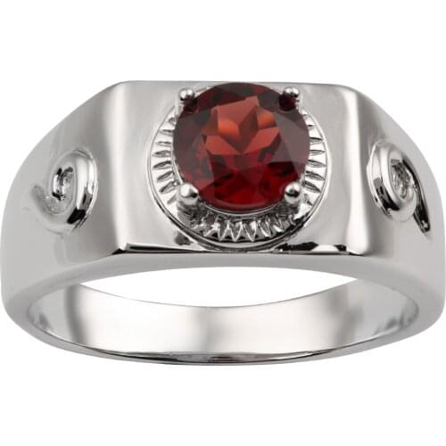 Men Ring 925 Silver Red Garnet 8mm Natural Gemstone Heavy Band January Capricorn Sign Birthstone Jewelry R512RGN