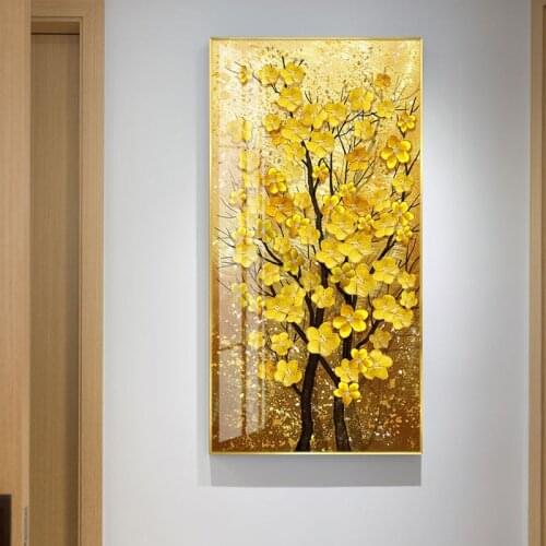 Beautiful Golden trees leaves flower autumn Modern Decorative Pictures Canvas Wall Art Poster for porch Living Room office decor