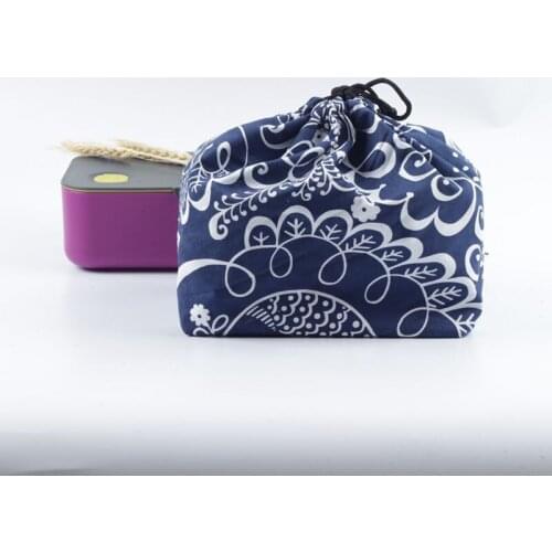 Japanese Style Lunch Box Bag Drawstring Lunch Bag Bento Tote Pouch Portable Children Storage Box Travel Tableware Storage Bag