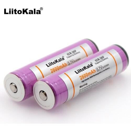Liitokala New 100% Original 18650 ICR18650-26F 2600mAh Li-ion Battery with PCB Suitable for flashlights for