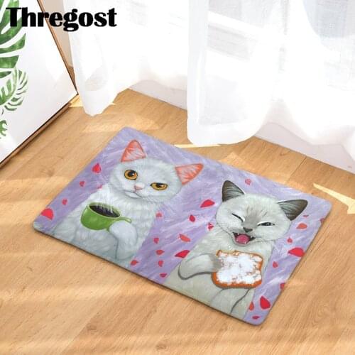 Microfiber Front Entrance Door Carpet 3D Animals Cat Floor Carpets for Living Room Bedroom Non-Slip Kitchen Mats