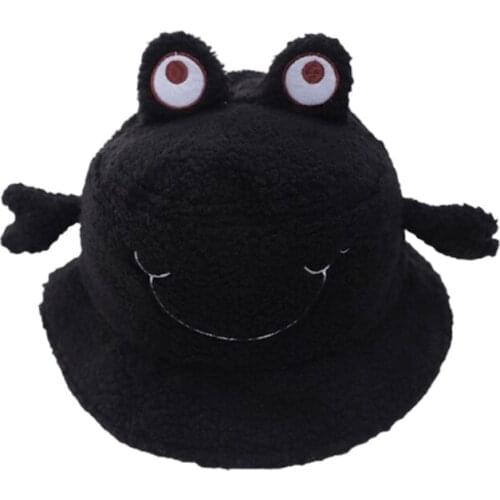 Cartoon Cute Embroidery Baby Crab Fisherman Hat Leisure Foldable Travel Bucket Hat All-match Lamb Wool Autumn Winter