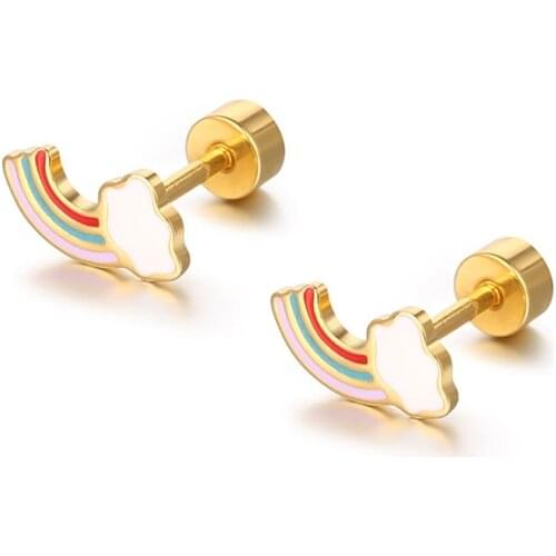 2021 New Rainbow Design Stud Earring Set For Cute for Women Girl Circle Jewelry Earrings Handmade Gifts Girl