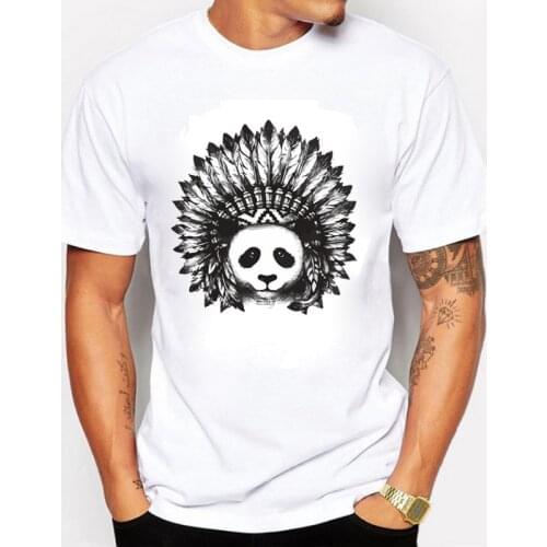 New Arrival Mens Fashion Panda Printed T shirt Cool Tops Short Sleeve Tees Men Clothing