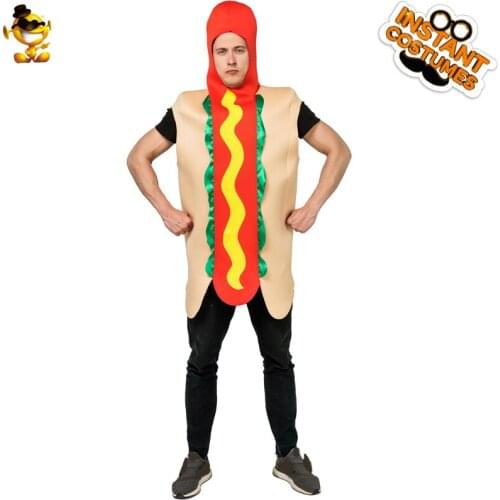 New Arrival Halloween Adult Mens Hot Dog Costume Fancy Dress in Christmas Cosplay Funny Jumpsuit