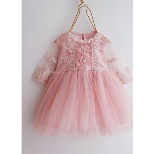 Toddler Baby Girl Infant Princess Lace Tutu Pearls Dress Baby Girl Wedding Dress Kids Party Clothes for birthday party 0-3Y