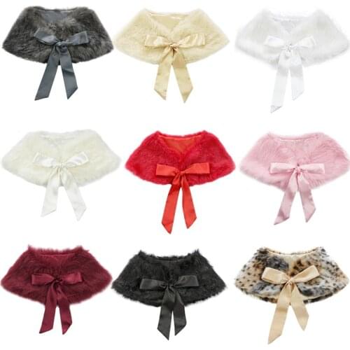 Autumn Winter Kids Girls Faux Fur Bolero Shrug Jacket Children Party Flowe Girl Dresses Wedding Wrap Shawl Cloak Princess Cape
