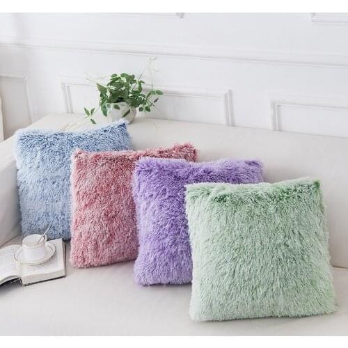 Plush Cushion Cover Home Decor Pillow Covers Living Room Bedroom Sofa Decorative Pillowcase 43x43cm Fluffy Cover