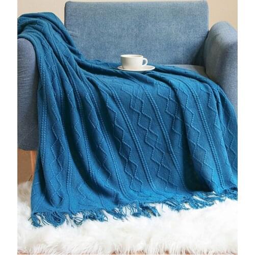 Inya Faux Cashmere Sofa Blanket Cover Nordic Style Knit Shawl Acrylic Throw Fringe Bedsheet Off White Wool Thread Towel