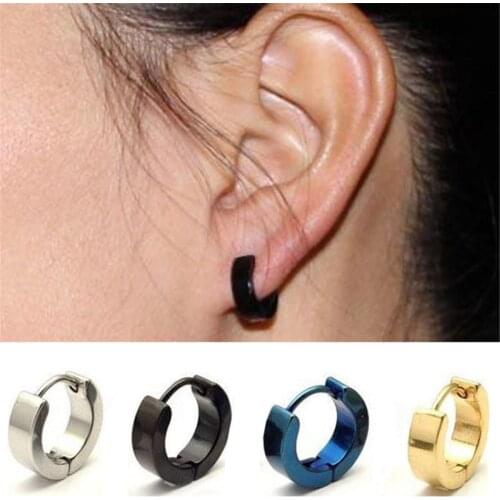 Fashion Womens Mens Stainless Steel Hoop Loop Huggie Ear Stud Punk Earrings