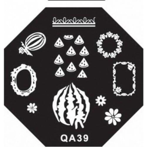 2020 QA series of new Octangle nail stamp image plate can be reused Nail template watermelon Flowers QA39