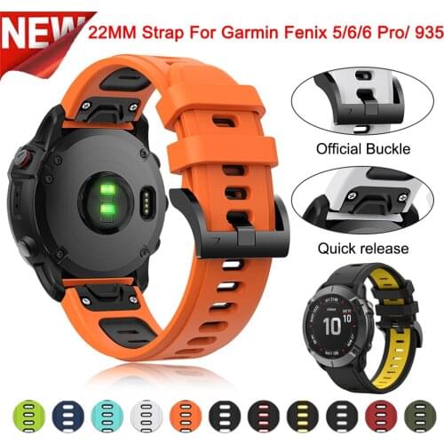 22mm Replacement wristband For Garmin Fenix 5/Fenix 6/Forerunner 935/945 Silicone Sport watchband Bracelet Quick Release Strap
