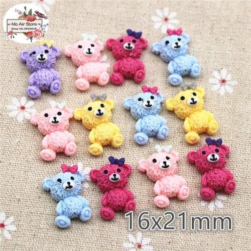 Mixed Color bear resin vintage color flatback cabochon DIY jewelry/phone decoration No Hole 20pcs