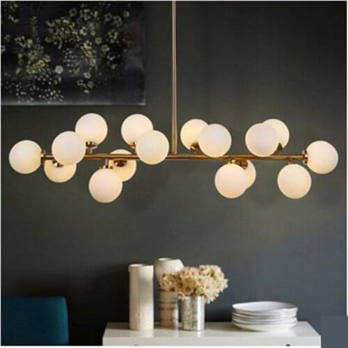 Modern LED Chandelier, Milky White Bubble Lampshade, Restaurant, Cafe, Bar, Golden And Black Nordic Lighting Fixtures