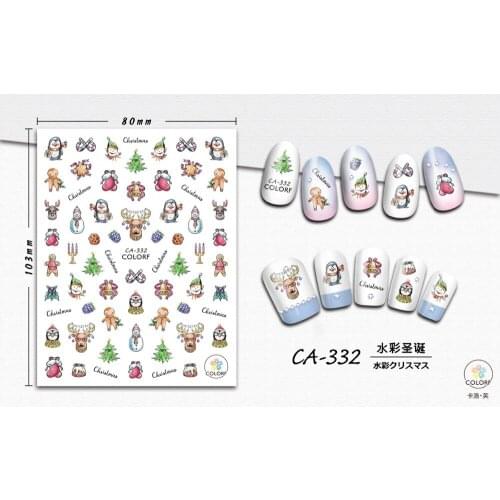 UPRETTEGO SUPER THIN SELF ADHESIVE 3D NAIL ART NAIL SLIDER STICKER FLOWER CHRISTMAS SANTA CLAUSE DEER CAP TREE LEAF CA329-337