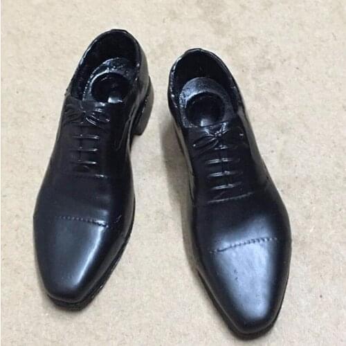 In stock 1/6 Scale Black Plastic Shoes Solid Peg Hole Fit Action Figures 1/6 Male action figure