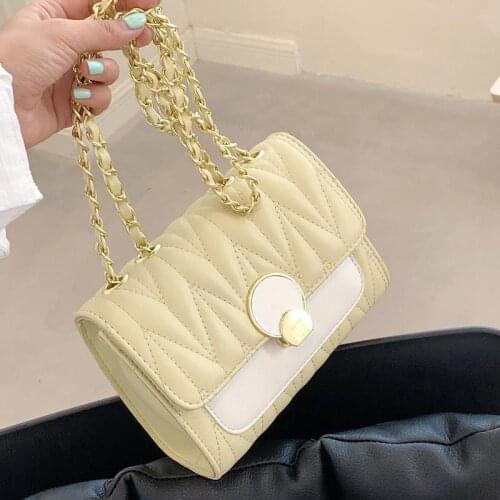 Shoulder Bag Female Crossbody Bag Designer Handbag Backpack Women Chain Simple Fashion 2021 New PU Leather Contrast Color Stripe